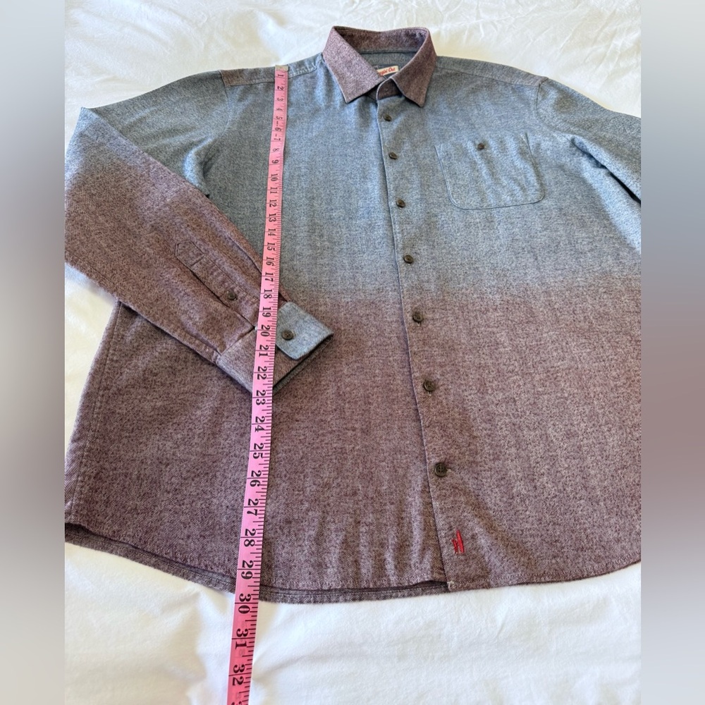 Johnnie O | Mens XL | Malibu Red Ombré Roscoe Hangin Out Flannel Beach Logo |EUC - Picture 4 of 11